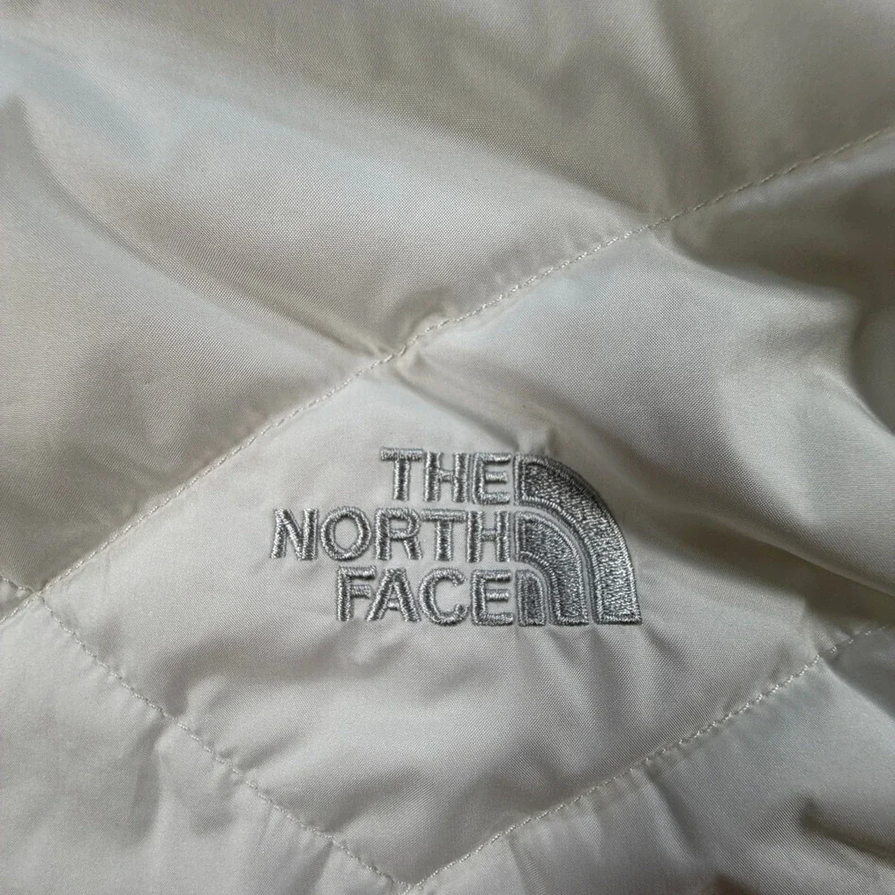 The North Face Womens Large Mossbud Swirl Reversible Vest White Quilted Fleece
